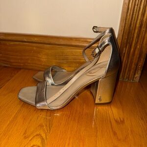 Silver Sam Edelman Daniella block heel sandals